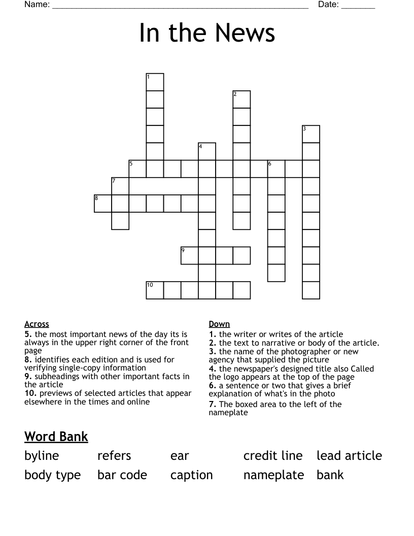 In the News Crossword