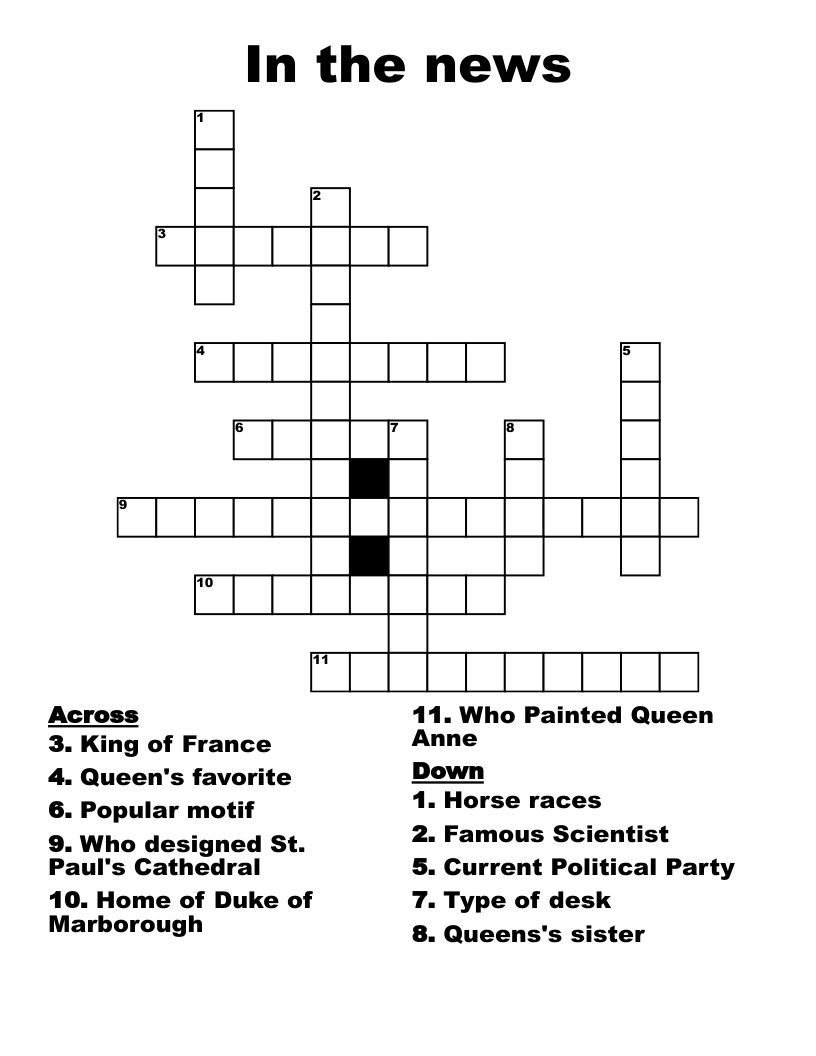In the news Crossword