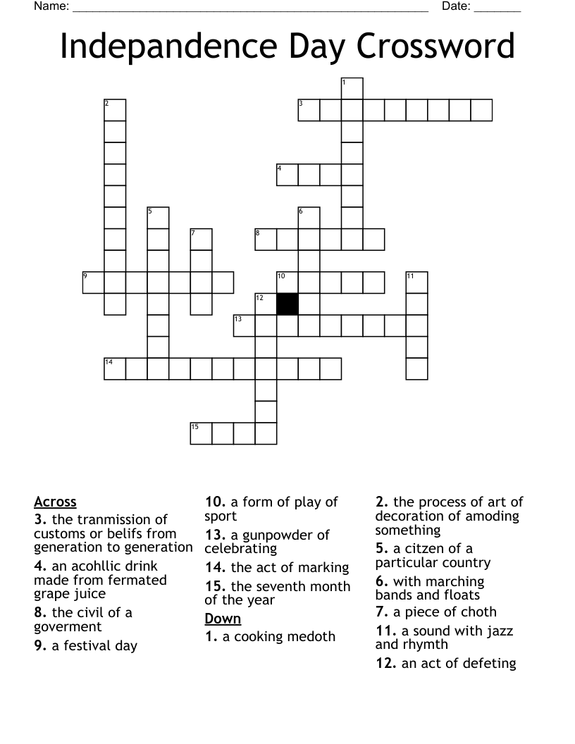 Indepandence Day Crossword