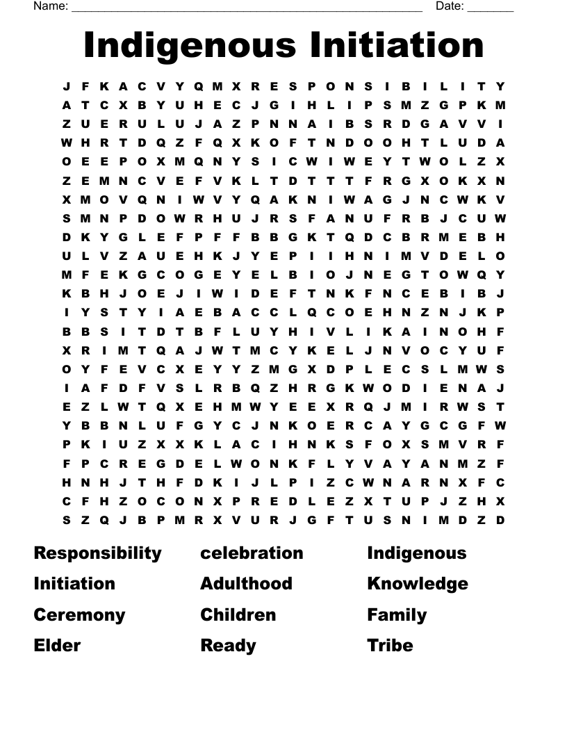 Indigenous Initiation Word Search