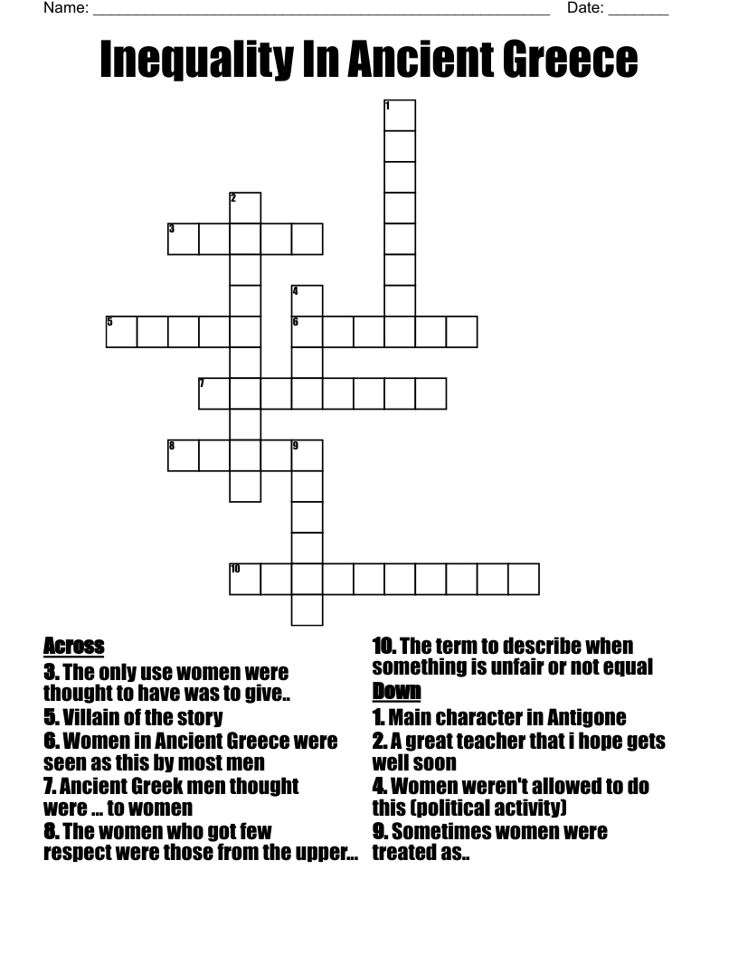 Inequality In Ancient Greece Crossword WordMint