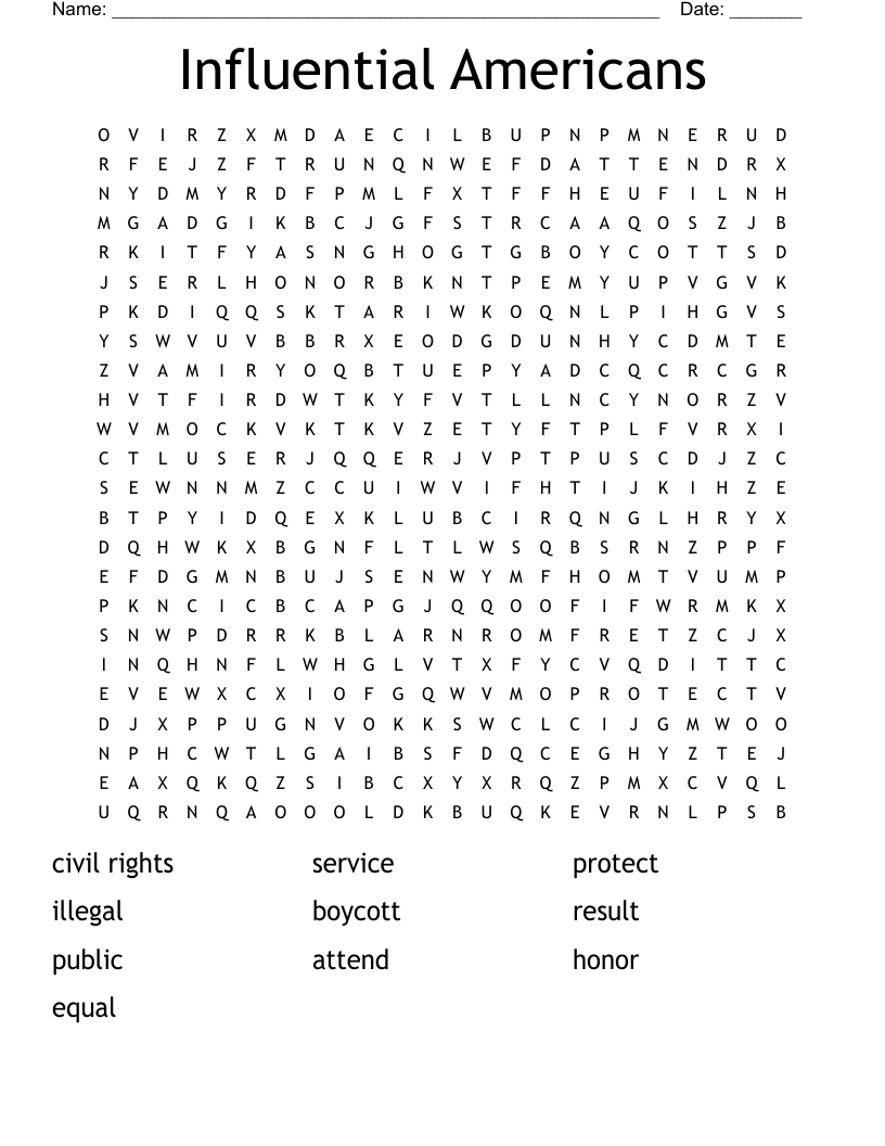 Influential Americans Word Search