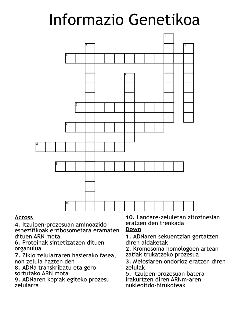 Informazio Genetikoa Crossword