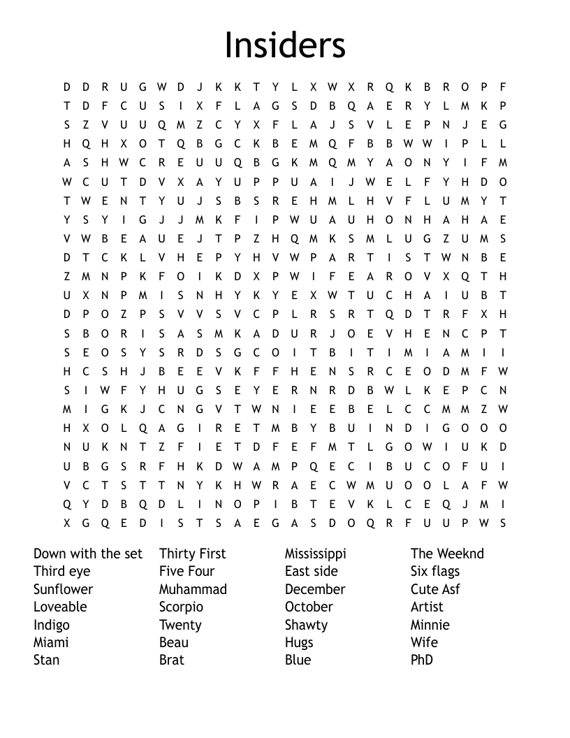 Insiders  Word Search