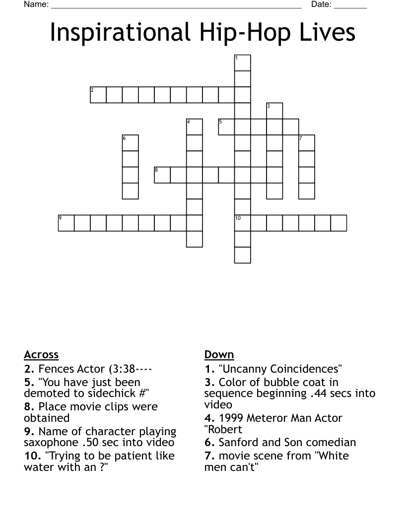 Inspirational Hip Hop Lives Crossword WordMint