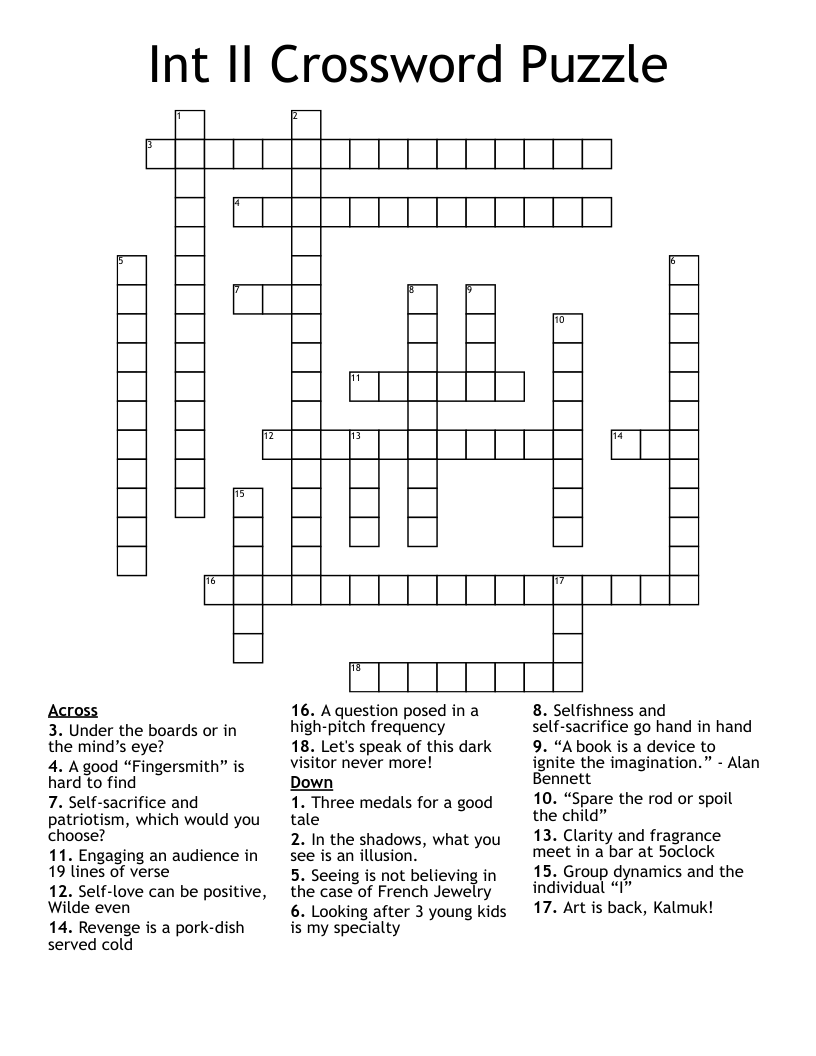 Int II Crossword Puzzle 