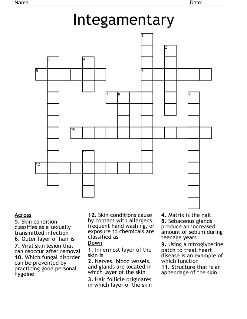 Integamentary  Crossword