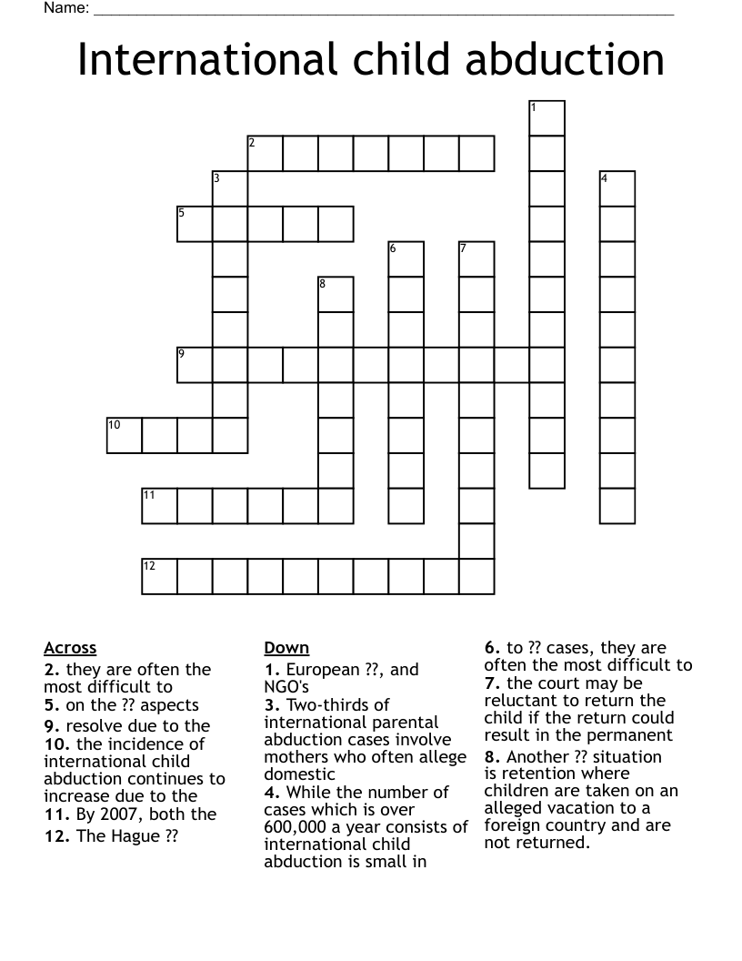 International child abduction Crossword