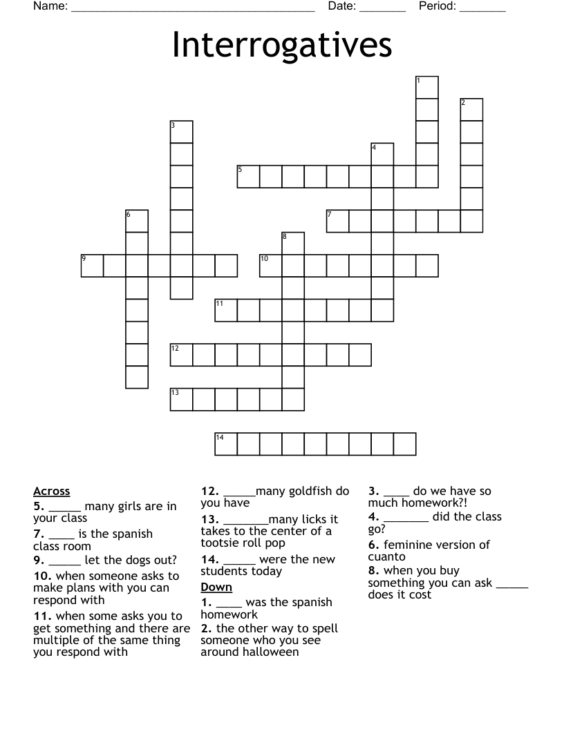 Interrogatives  Crossword