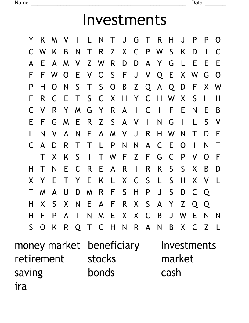 Investments Word Search