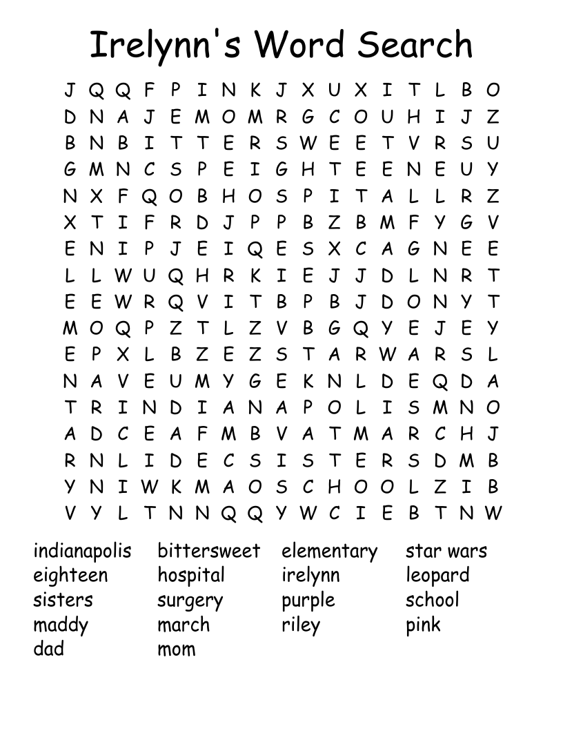 Irelynn's Word Search
