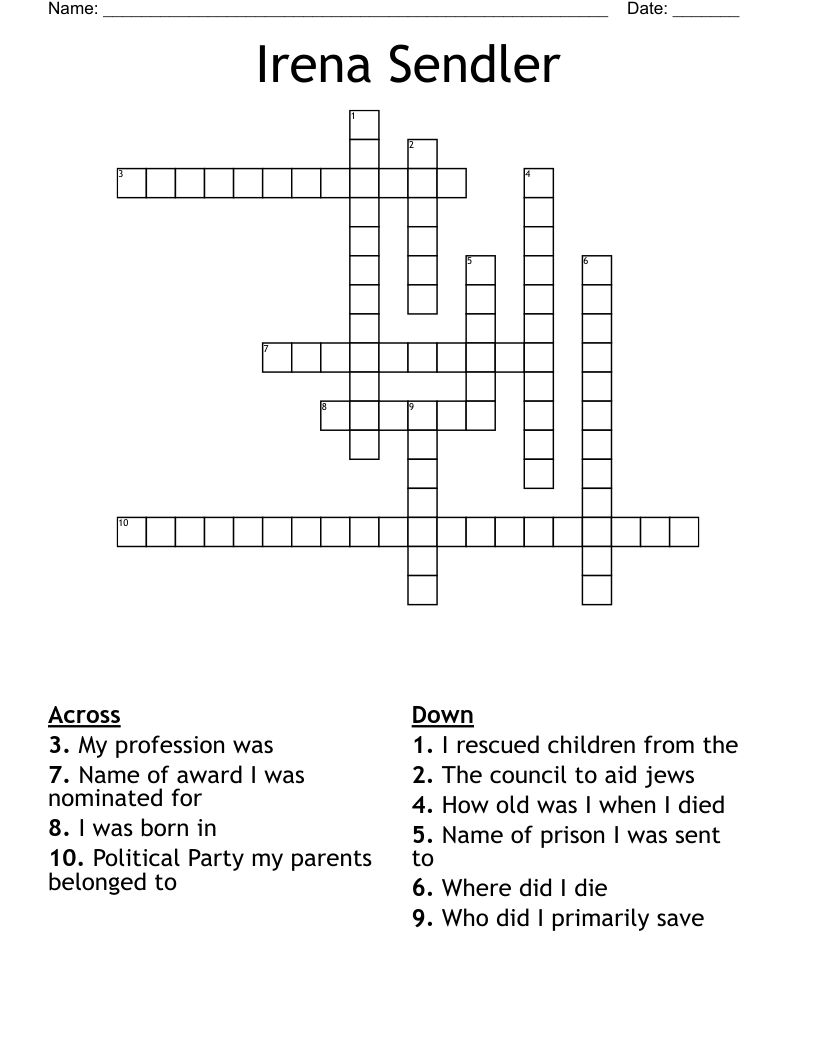 Irena Sendler Crossword