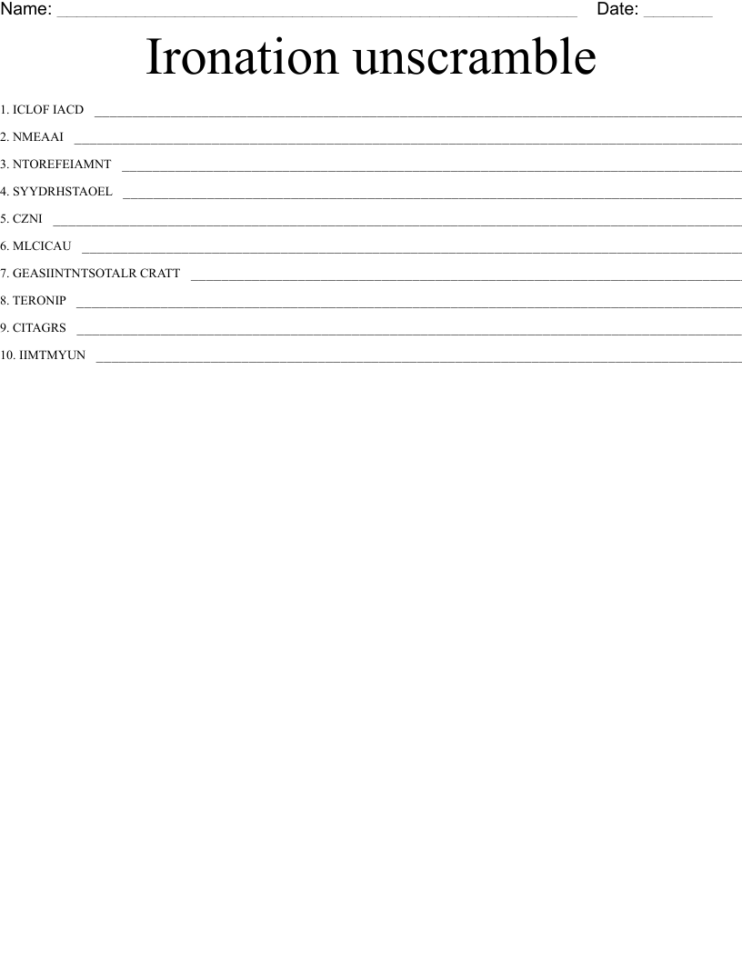 Ironation unscramble