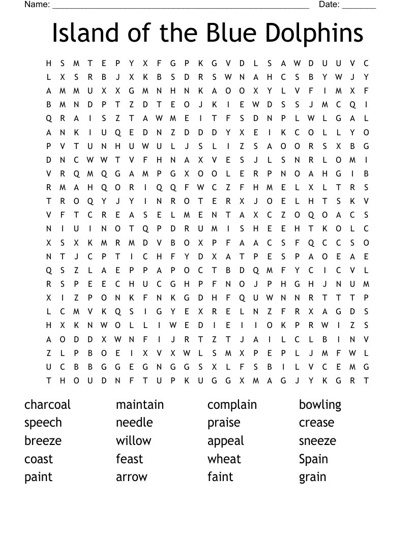 Island of the Blue Dolphins Word Search