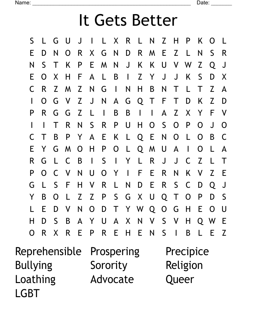 It Gets Better Word Search