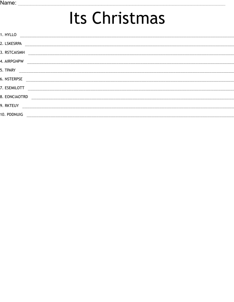 Its Christmas Word Scramble