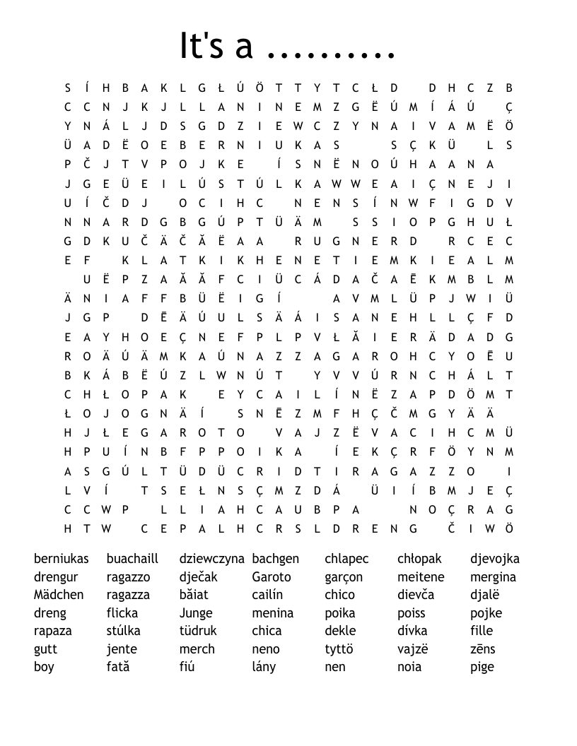 It's a .......... Word Search