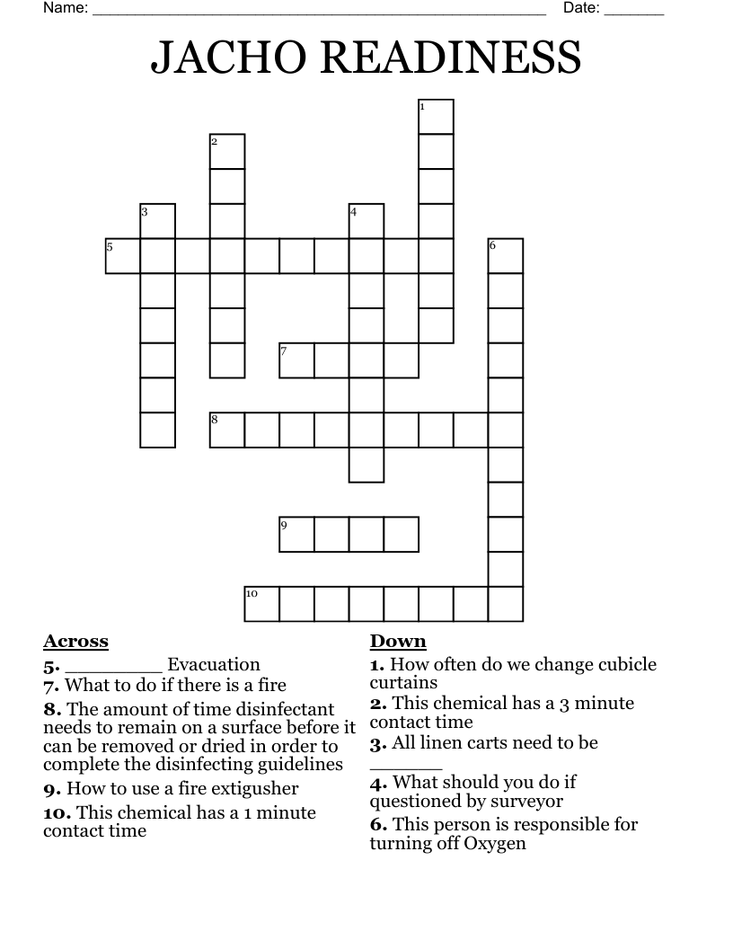 JACHO READINESS  Crossword