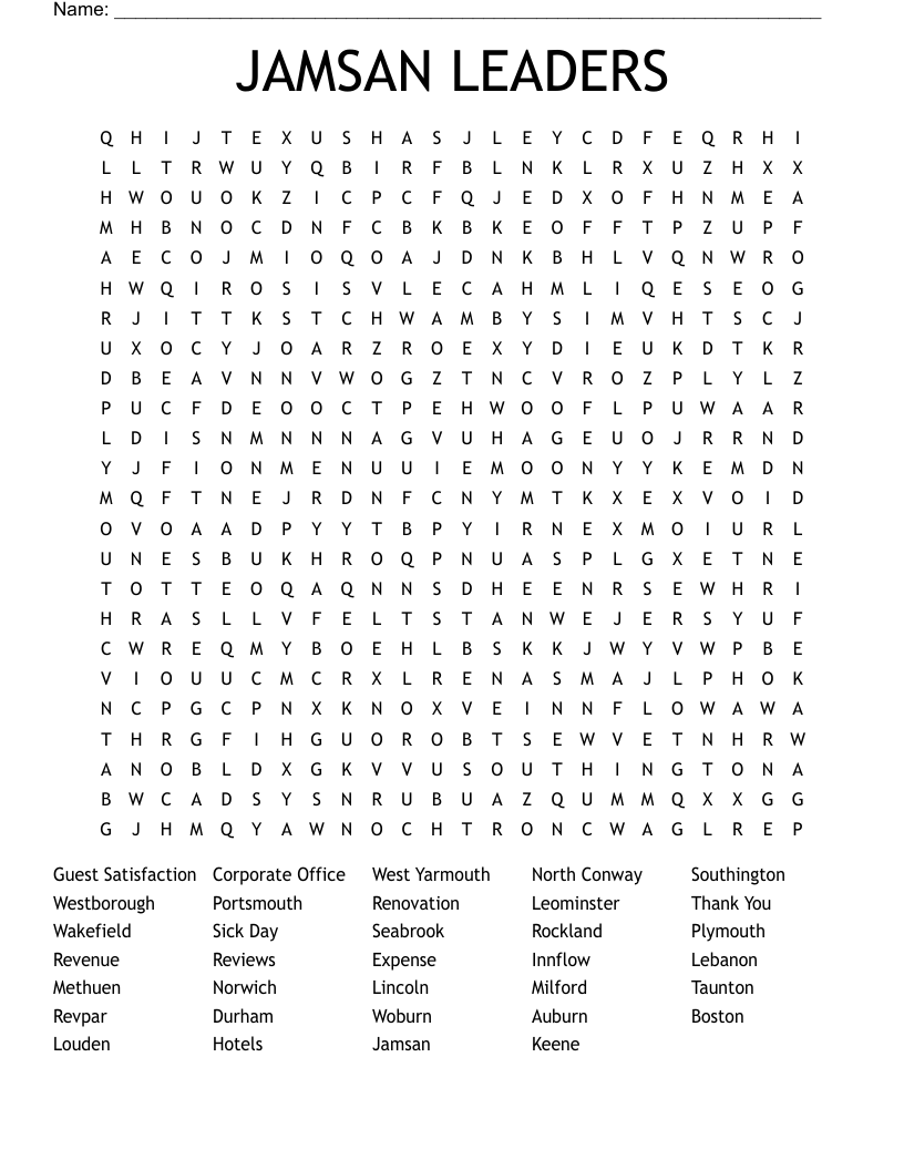 JAMSAN LEADERS Word Search