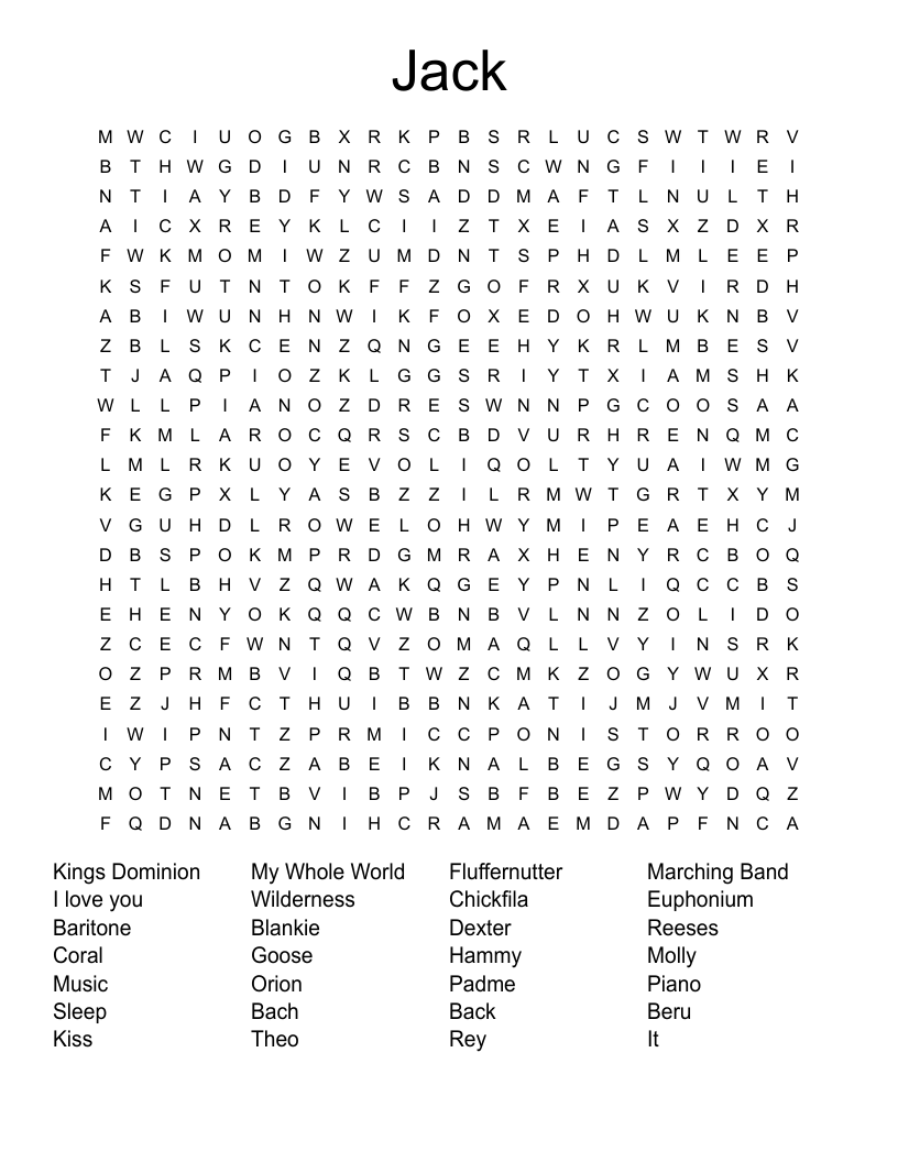 Jack Word Search