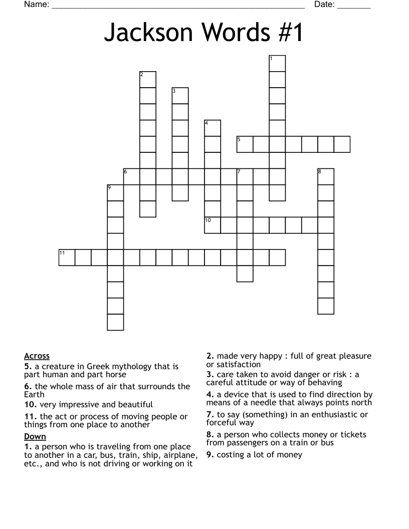 Jackson Words #1 Crossword