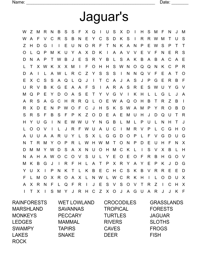 Jaguar's Word Search