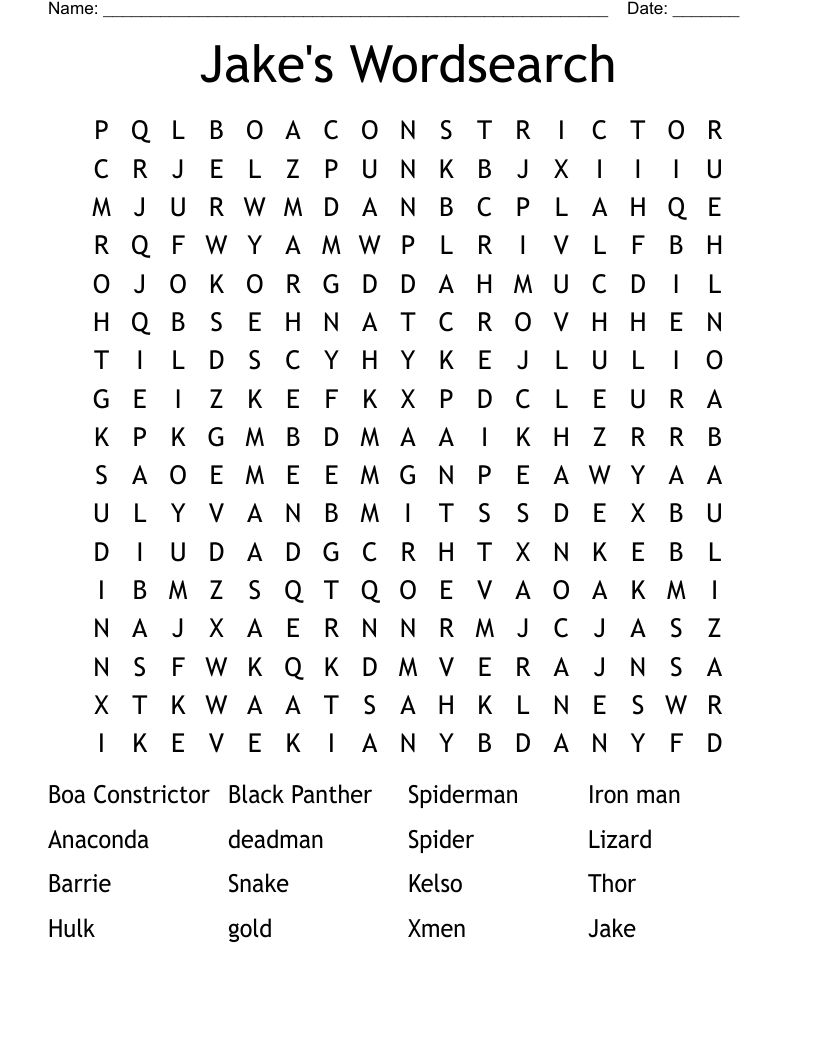 Jake's Wordsearch