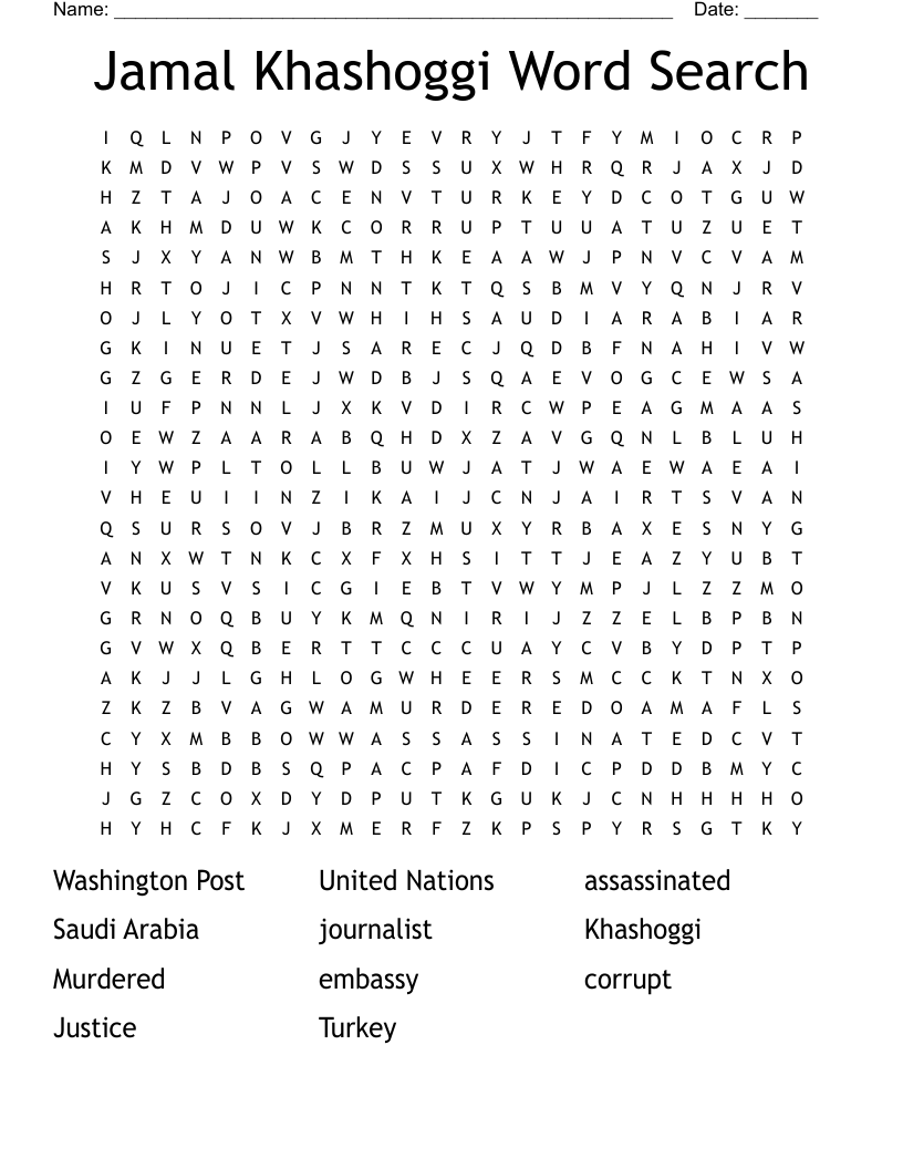 Jamal Khashoggi Word Search