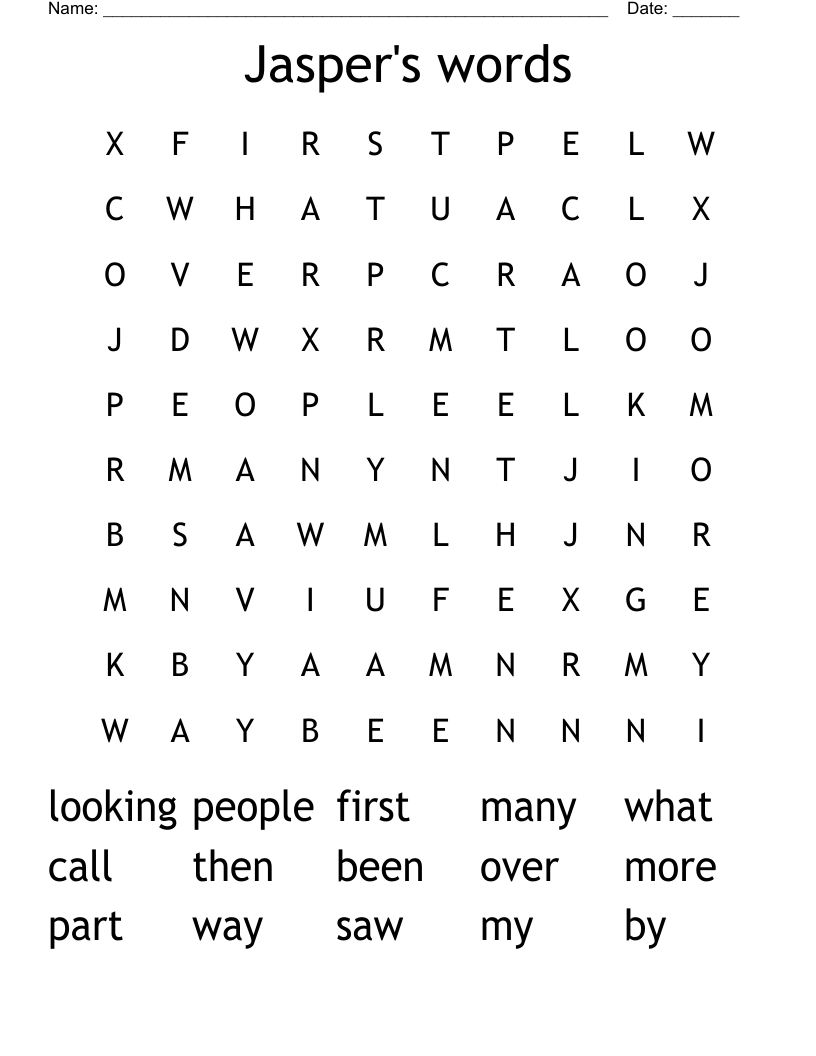 Jasper's words Word Search