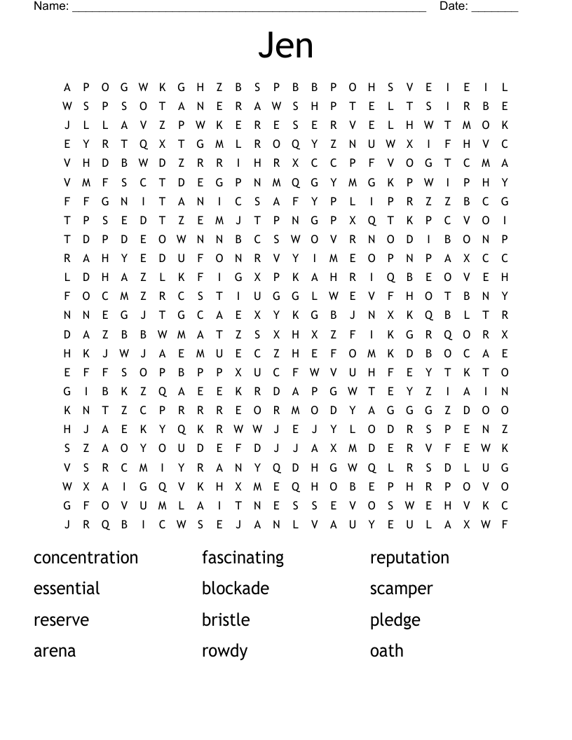 Jen Word Search