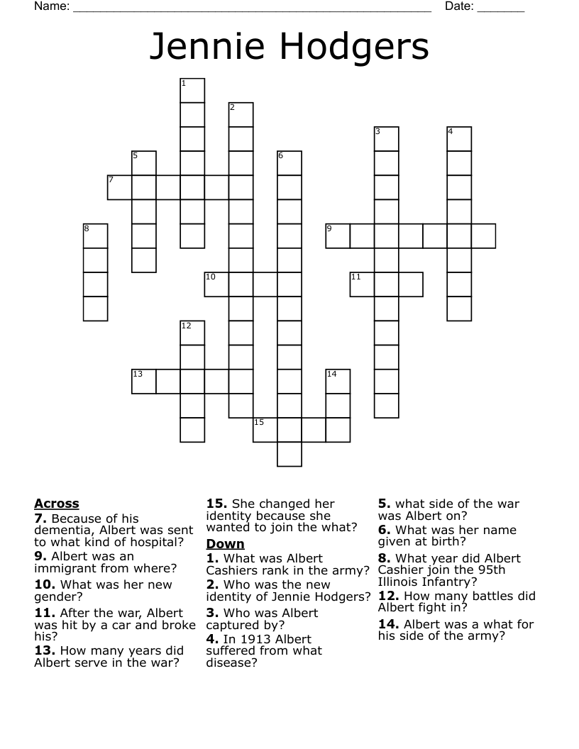 Jennie Hodgers Crossword