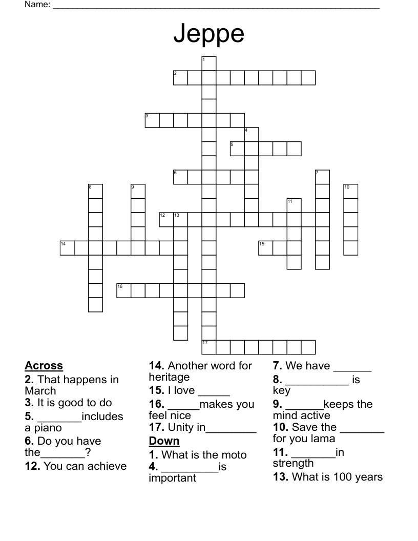 Jeppe Crossword
