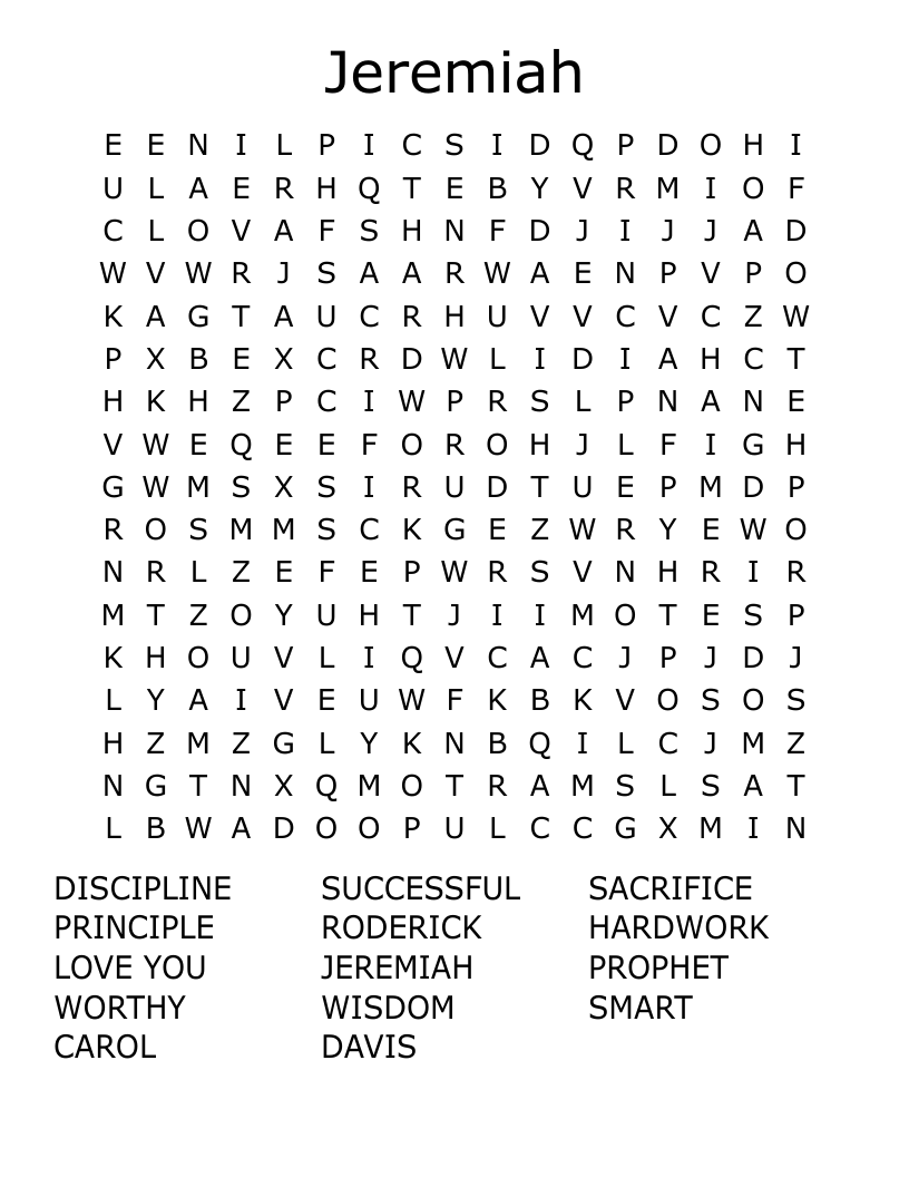 Jeremiah Word Search