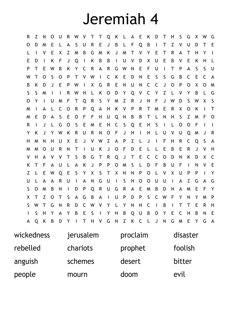 Jeremiah 4 Word Search