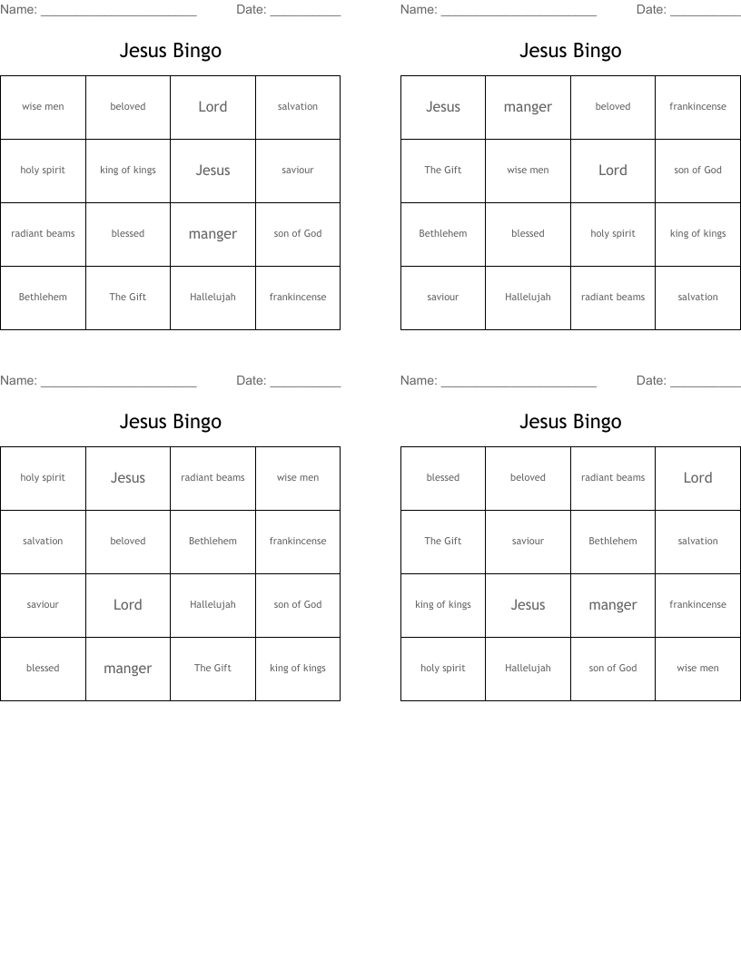 Jesus Bingo