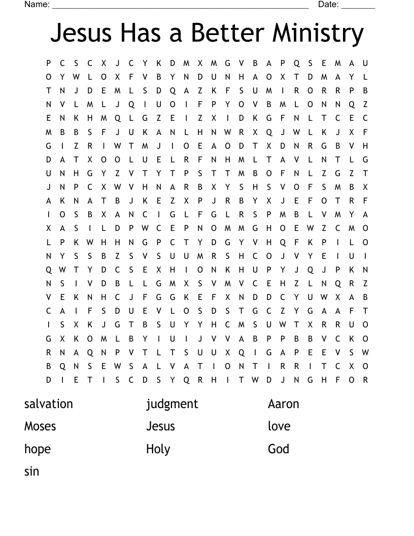 Jesus Has a Better Ministry Word Search