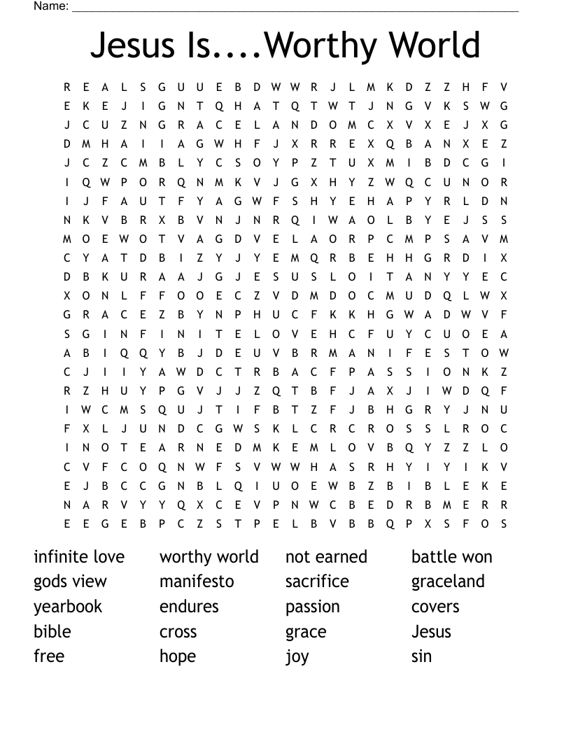 Jesus Is....Worthy World Word Search