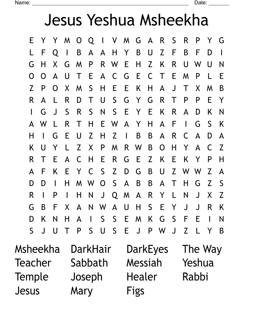 Jesus Yeshua Msheekha Word Search