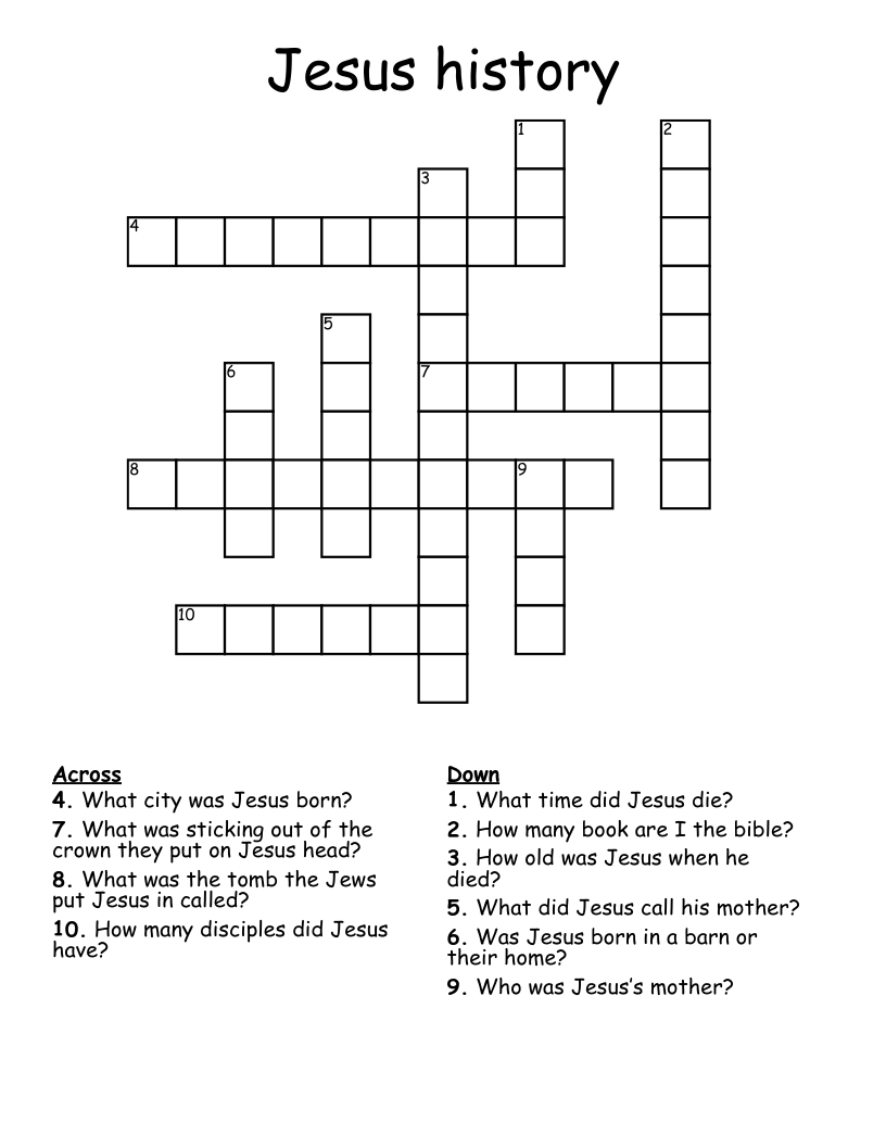 Jesus history Crossword
