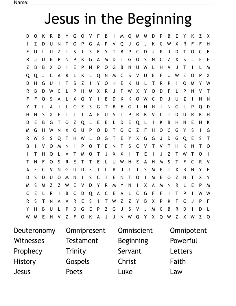 Jesus in the Beginning Word Search