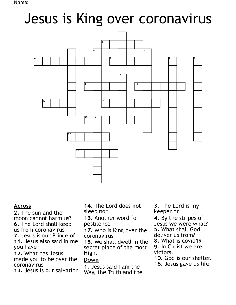 Jesus is King over coronavirus Crossword