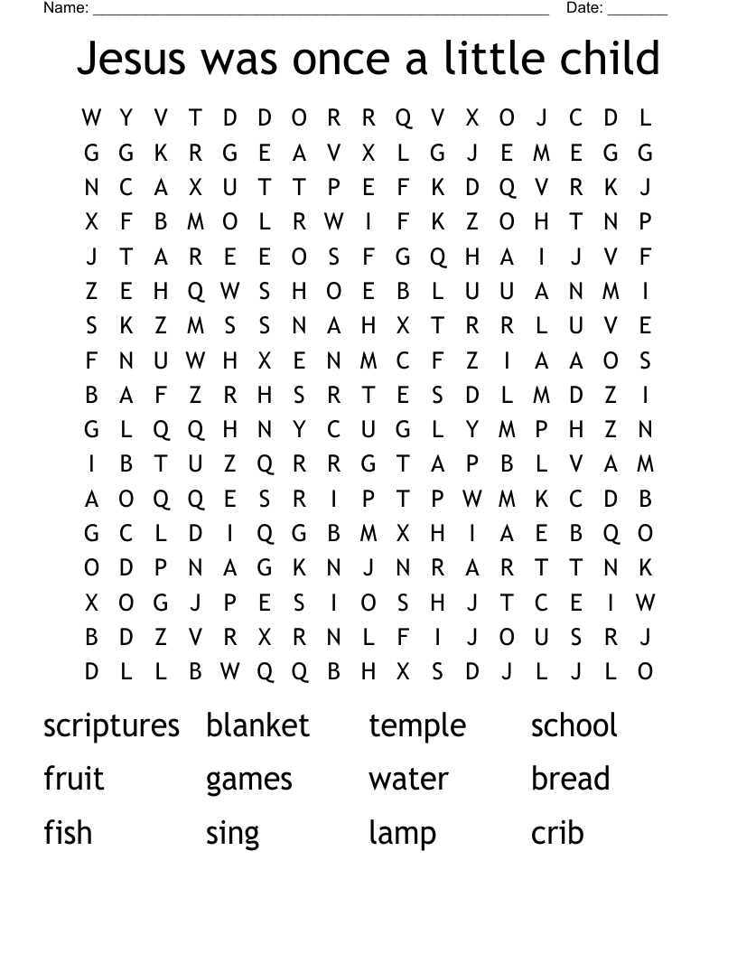 Jesus was once a little child Word Search
