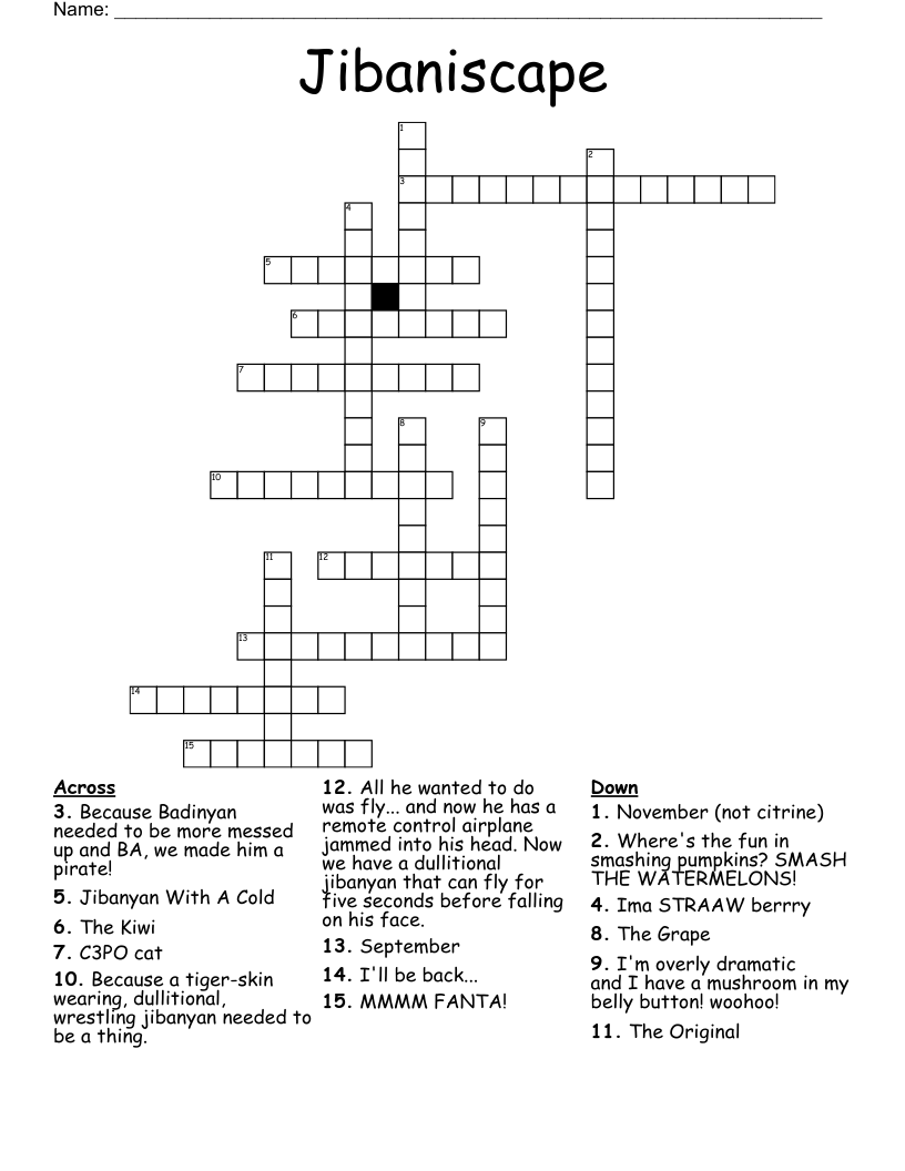 Jibaniscape Crossword