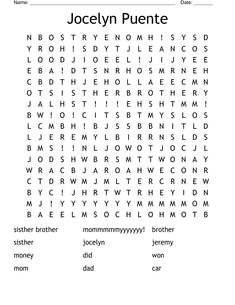 Jocelyn Puente Word Search