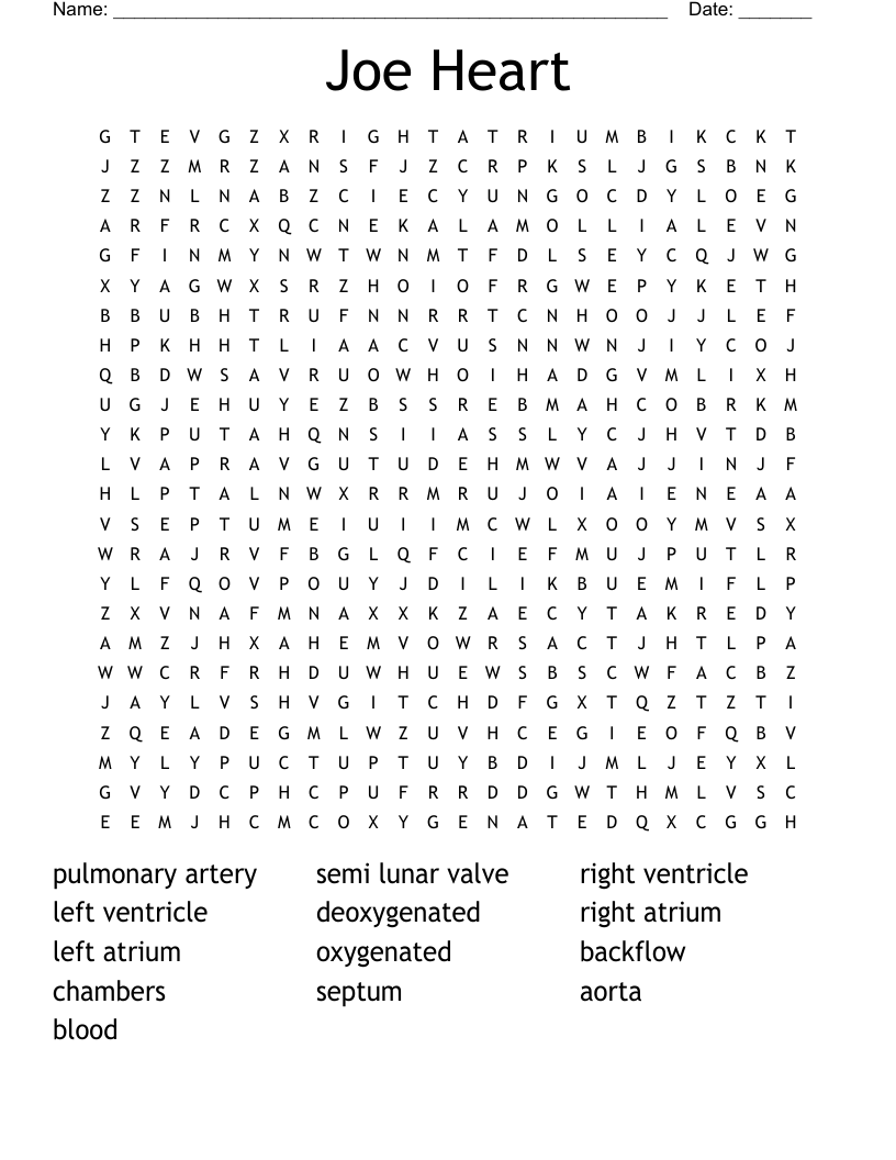 Joe Heart Word Search