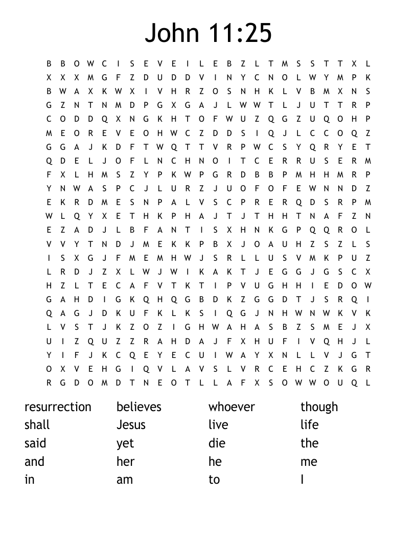 John 11:25 Word Search