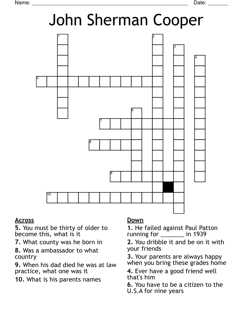 John Sherman Cooper Crossword