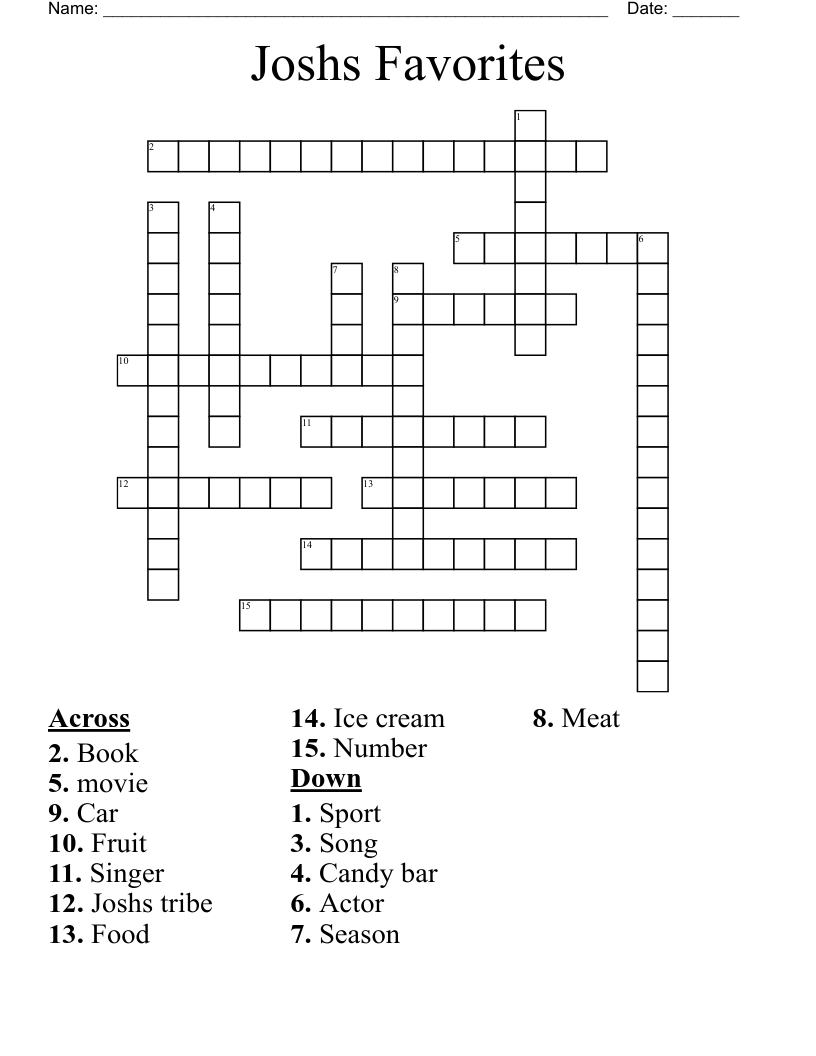 Joshs Favorites Crossword