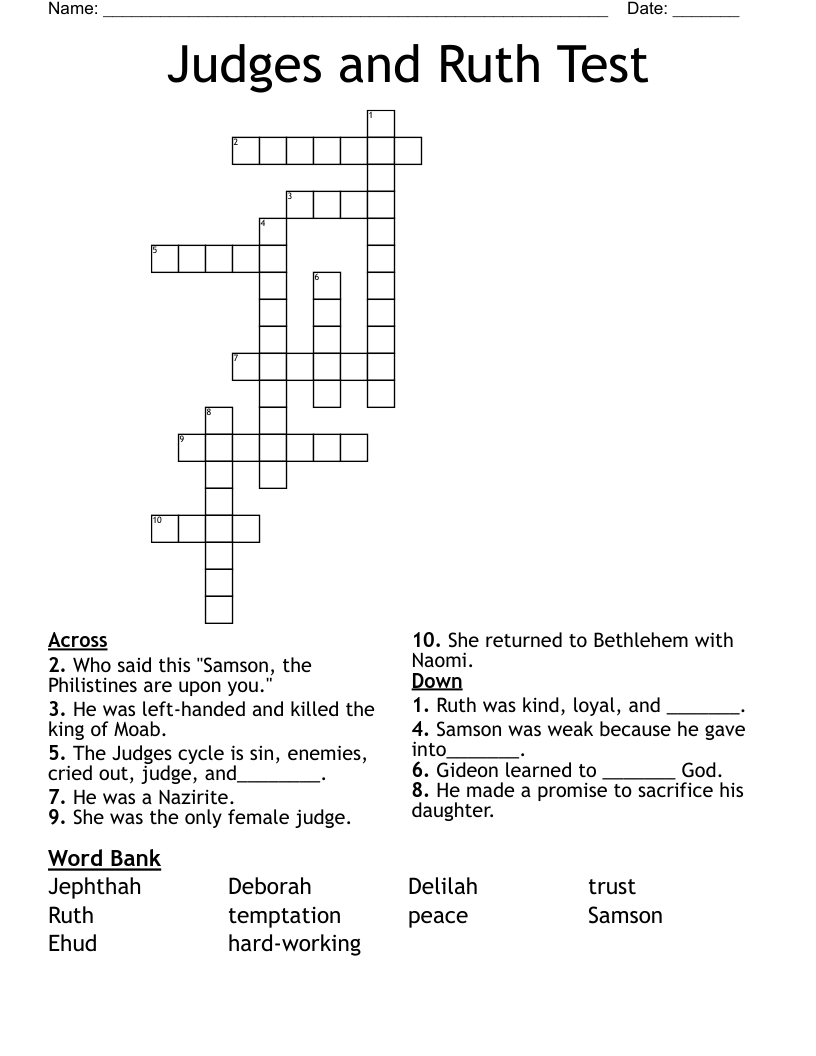 Judges And Ruth Test Crossword WordMint