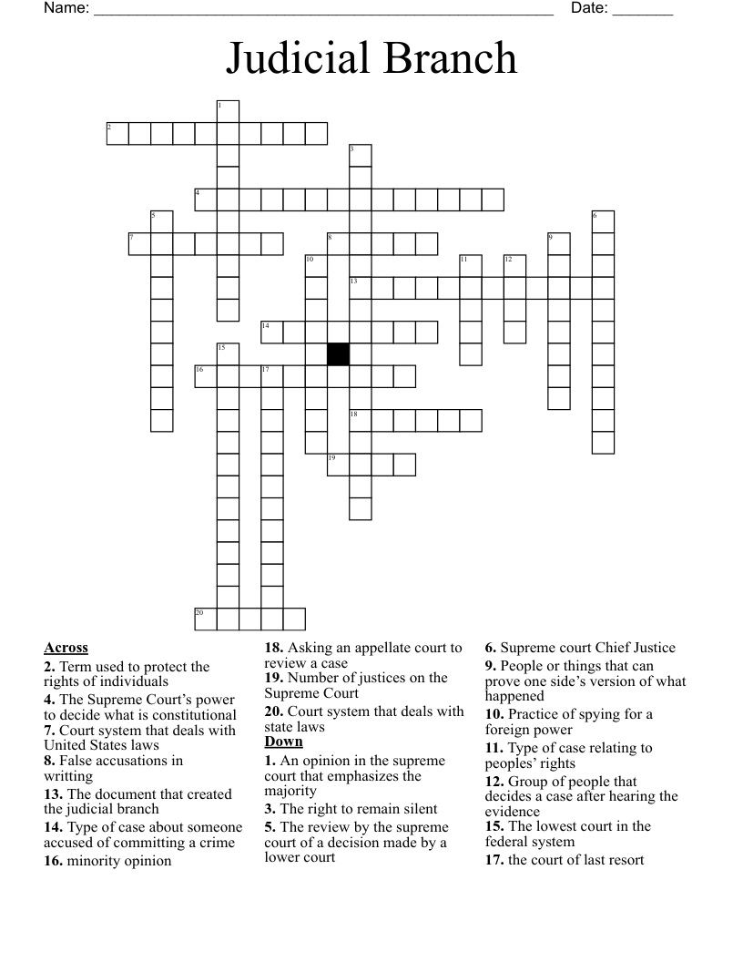 Judicial Branch In A Flash Crossword Puzzle Answers Icivics Answer 
